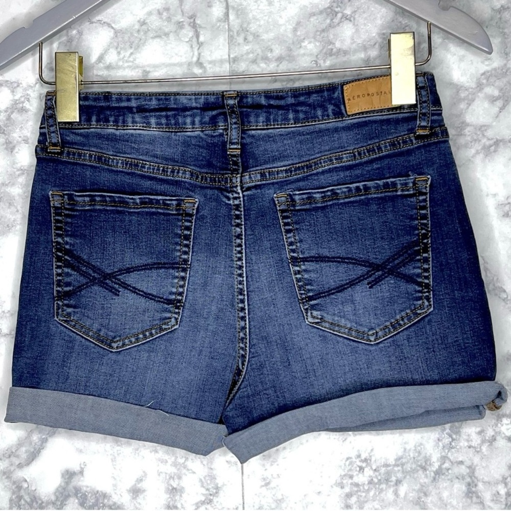 Aeropostale High Rise Distressed Raw Cuff Hem Denim Shorts Women’s 8 - Picture 2 of 7